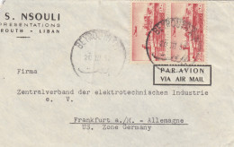 Delcampe - Letter Air Mail Beyrouth To Frankfurt 1952 - Libanon