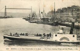 Delcampe - Carte Postale Ancienne - 76 - Rouen - Le Pont Transbordeur Et Les Quais - Animée - Bateaux - CPA - Voir Scans Recto-Vers - Rouen