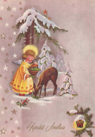 Delcampe - ANGELO Buon Anno Natale Vintage Cartolina CPSM #PAH989 - Engel