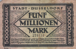 Delcampe - 5 MILLIONEN MARK 1923 Stadt DÜSSELDORF Rhine DEUTSCHLAND Notgeld Papiergeld Banknote #PK865 - Emissions Locales