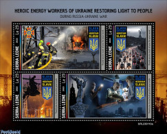 Delcampe - Sierra Leone 2023 Ukrainian Heroic Energy Savers - Workers, Mint NH, Science - Transport - Energy - Fire Fighters & Pr.. - Pompieri
