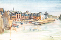 Delcampe - 56 AURAY Saint-Goustan Le Port Aquarelle De Annick BALARESQUE (Scan R/V) N° 27 \MS9030 - Auray