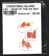 Delcampe - Weihnachtsinseln 2021: Year Of The Ox, Jahr Des Ochsens, Postfrische 3x Marken - Christmas Island
