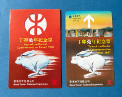 Delcampe - Hong Kong MTR - 1987 Year Of The Rabbit Commemorative Ticket Metro Card & Cover - Eisenbahnverkehr