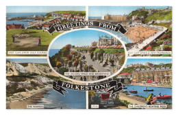 Delcampe - Folkestone – Greetings From Folkestone, Vues Panoramiques, CPA, Royaume-Uni - Folkestone