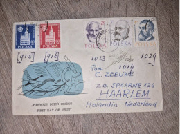 Delcampe - Poland 1957 - Genuinely Traveled FDC Medical Scientists & 1955 Poznań Fair To Haarlem Netherlands - Front & Back - Fi 10 - FDC