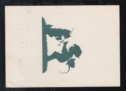 Delcampe - Scherenschnitt-AK Junge Mit Hund Beim Apportieren BAYERDRILLING RAIN (LECH) 1955 - Silhouetkaarten