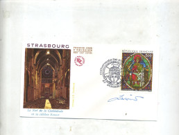 Delcampe - Lettre Fdc  Strasbourg Vitrail Signé ???? - 1980-1989