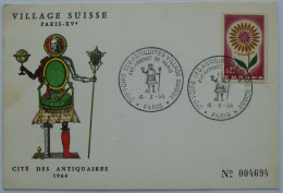 Delcampe - PARIS 15 - VILLAGE SUISSE / Cité Des Antiquaires 1964 - Foire Antiquités - Carte Philatélique Avec Timbre EUROPA - Paris (15)