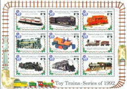 Delcampe - SIERRA LEONE 1992 - Trains Miniatures - Lionel III- RR GG-1 électric - 9 V. - Sierra Leone (1961-...)