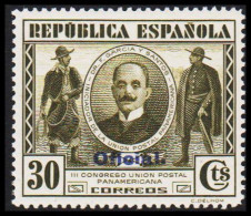 Delcampe - 1931. ESPANA. III. CONGRESSO UNION P0STAL PANAMERICANA, 30 CTS Overprinted OFICIAL. Hin... (Michel Dienst 24) - JF554094 - Dienstmarken
