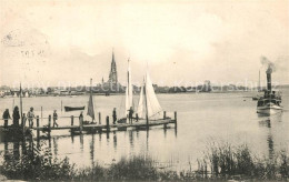 Delcampe - Schleswig Holstein Partie An Der Schlei Bootssteg Segelboote Dampfer Dom - Schleswig