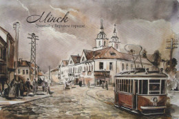 Delcampe - Belarus Minsk Upper Town Vintage Tram Historical Architecture #PBK228 - Weißrussland