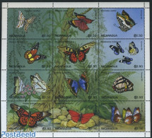 Delcampe - Nicaragua 1995 Butterflies 12v M/s, Mint NH, Nature - Butterflies - Nicaragua