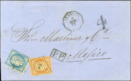 Delcampe - Ancre / N° 37 + 38 Càd Octo LA HAVANE / * 6 NOV. 71 Sur Lettre Pour Mexico Au Tarif Inter-Antilles. Au Recto, Taxe Tampo - 1870 Assedio Di Parigi