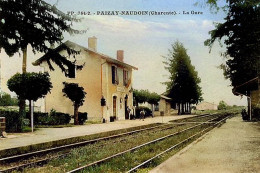 Delcampe - DEPT 16 PAIZAY NAUDOUIN LA GARE  TRÈS BELLE ANIMATION 9X14 REIMPRESSION DE CARTES ANCIENNES - Sonstige & Ohne Zuordnung