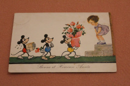 Delcampe - RARE CPA !! BONNE ET HEUREUSE ANNEE - TRIO DE MICKEY MOUSE ET PETITE FILLE ( 1932 - DISNEY ) - Sonstige & Ohne Zuordnung