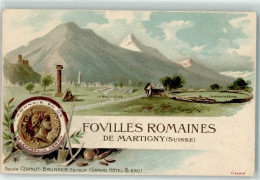 Delcampe - 1920 Martigny Lithographie Fovilles Romaines Kirche La Basilique Amphith... - 13249283 - Martigny