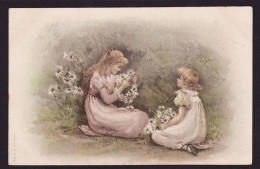 Delcampe - Enfants JEUNES FILLES AUX FLEURS Illustrateur ? 1906 : Très Très Bon état : 2169 - Kinder-Zeichnungen