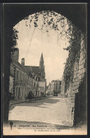 Delcampe - CPA Guérande, Rue Vannetaise Avec Vue Sur Les Fortifications Et L`église - Guérande