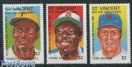 Delcampe - Saint Vincent 1992 Baseball Players 3v, Mint NH, Sport - Baseball - Base-Ball