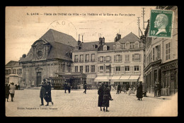 Delcampe - 02 - LAON - PLACE DE L'HOTEL DE VILLE - LE THEATRE ET LA GARE DU FUNICULAIRE - CHEMIN DE FER DE LAON - Laon