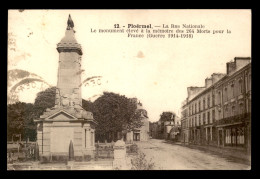 Delcampe - 56 - PLOERMEL - LE MONUMENT AUX MORTS - LA ROUTE NATIONALE - COQ - Ploërmel