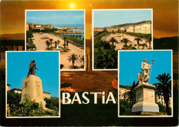 Delcampe - CORSE BASTIA PLACE GENERAL DE GAULLE 4 VUES PLAGE STATUES (scan Recto-verso) KEVREN0297 - Bastia