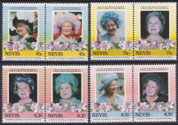 Delcampe - Nevis 1985 Y&T 311, 312, 313, 314, 315, 316, 317, 318 Neuf ** - Reine Mère Elizabeth - St.Kitts Und Nevis ( 1983-...)