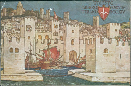 Delcampe - Ct469 Cartolina Trieste Libero Comune Italico Illustratore Guido Marussio - Trieste (Triest)
