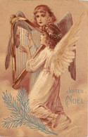 Delcampe - Carte Fantaisie Gaufrée , Anges Jouant De La Harpe , * MS 540 78 - Engel