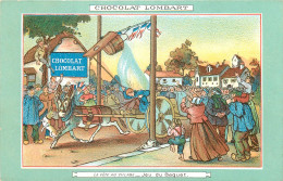 Delcampe - Carte Publicitaire Chocolat LOMBART , La Fete Au Village , Jeux Du Baquet , * MS 540 50 - Werbepostkarten
