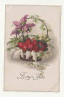 Delcampe - Carte Postale Ancienne - Fantaisie Fleurs - Roses Et Lilas - Bonne Fête - 1921 - Blumen