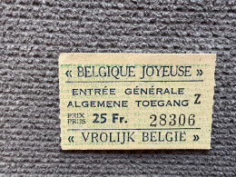 Delcampe - TICKET D’ENTRÉE BELGIQUE JOYEUSE Exposition 1958 BRUXELLES Belgique - Tickets D'entrée