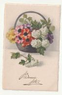 Delcampe - Carte Postale Ancienne - Fantaisie Fleurs - Anémones - Bonne Fête - 1921 - Blumen