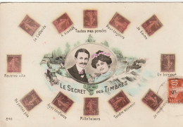 Delcampe - CPA Secret Du Timbre Secret Of The Stamp Geheimnis Der Briefmarke Het Geheim Van De Postzegel Couple Fantaisie - Briefmarken (Abbildungen)