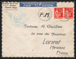 Delcampe - 099651 Tunisie Bizerte Naval Fm 1940 Par Avion Air France Lorient Navale Lettre Cover - Cartas & Documentos