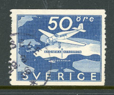 Delcampe - Sweden 1936 USED "Airplane Over Bromma Airport" - Oblitérés