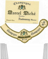 Delcampe - étiquette De Vin De Champagne à AMBONNAY -  MARCEL MICHE   ( Recto Verso ) - Champagner