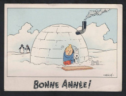 Delcampe - Hergé - Kuifje / Tintin Et Milou Sur La Banquise - Igloo - Bonne Année - Circulée 1943 - Carte Neige - Voir Scans - Hergé