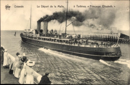 Delcampe - CPA Ostende Westflandern, Le Départ De La Malle à Turbines Princesse Elisabeth - Sonstige & Ohne Zuordnung