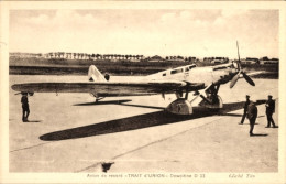 Delcampe - CPA Record-Flugzeug, Trait D'Union, Dewoitine D 33, Propellermaschine, Rekordflug Doret, Le Brix - Sonstige & Ohne Zuordnung