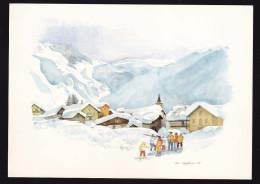 Delcampe - CPSM 10.5 X 15 Aquarelle De " Guy AMEYE  "  Skieur Rentrant Au Village - Peintures & Tableaux