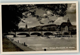 Delcampe - 4000 Basel Bâle - Mittlere Rheinbrücke Münster Dampfschiff - 39493550 - Basel