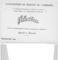 Delcampe - 09dab  PUBLICITE RIDEAUX FILEXTRA A QUIEVRY (NORD) - Autres & Non Classés