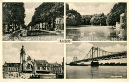 Delcampe - Krefeld Ostwall Stadtwald Teich Hauptbahnhof Rheinbruecke - Krefeld