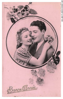 Delcampe - CAR-AEBP7-0370-FETE-ET-VOEUX - BONNE ANNEE - PORTRAIT D'UN HOMME ET SA FEMME - FLEURS - Neujahr