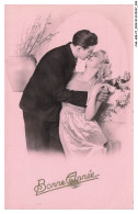 Delcampe - CAR-AEBP7-0367-FETE-ET-VOEUX - BONNE ANNEE - UN HOMME ET SA FEMME QUI S'EMBRASSENT - FLEURS - Neujahr