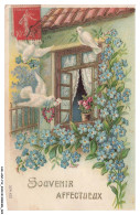 Delcampe - CAR-ADZP12-0692-FETE-VOEUX - Souvenir Affectueux - Fleurs - Colombes - Fenêtre - Neujahr