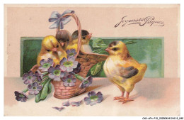 Delcampe - CAR-AFAP10-0464-FETES ET VOEUX - Joyeuses Paques - Poussins - Panier - Fleurs - Ostern